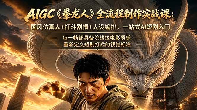 (18849期)AIGC《豢龙人》全流程制作实战课:国风仿真人+打斗剧情+人设编排,一站式AI短剧入门-优优云网创