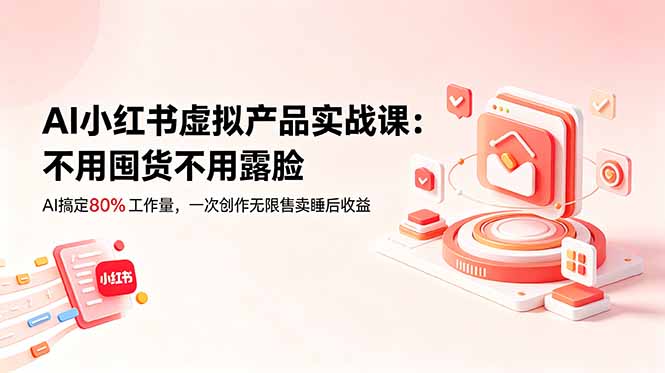 AI小红书虚拟产品实战课-更新：不用囤货不用露脸，AI搞定80%工作量，一次创作无限售卖睡后收益-优优云网创