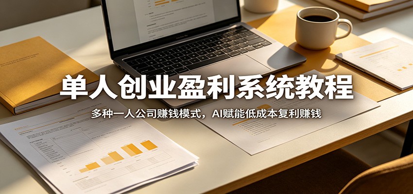 单人创业盈利系统教程:多种一人公司赚钱模式,AI赋能低成本复利赚钱-优优云网创