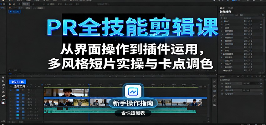 PR全技能剪辑课:从界面操作到插件运用,多风格短片实操与卡点调色-优优云网创