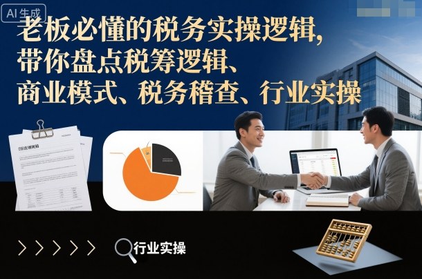 老板必懂的税务实操逻辑,带你盘点税筹逻辑、商业模式、税务稽查、行业实操-优优云网创