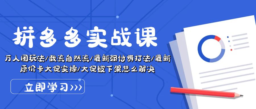 (10865期)拼多多·实战课:万人团玩法/截流自然流/最新强付费打法/最新原价卡大促..-优优云网创