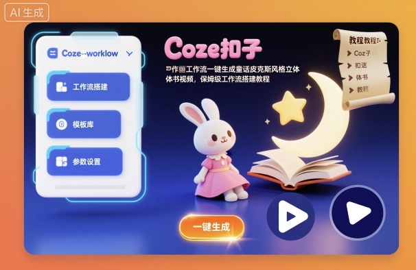 Coze扣子工作流一键生成童话皮克斯风格立体书视频,保姆级工作流搭建教程-优优云网创