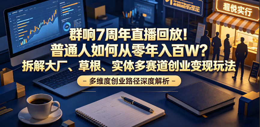 群响7周年直播回放!普通人如何从零年入百W?拆解大厂、草根、实体多赛道创业变现玩法-优优云网创