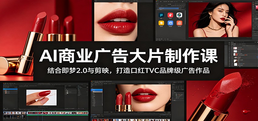 AI商业广告大片制作课:结合即梦2.0与剪映,打造口红TVC品牌级广告作品-优优云网创