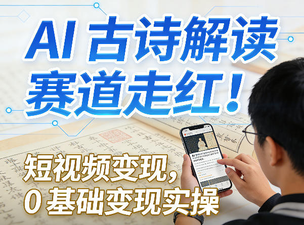 AI古诗解读赛道走红!短视频变现,0基础变现实操-优优云网创