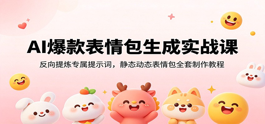 AI爆款表情包生成实战课:反向提炼专属提示词,静态动态表情包全套制作教程-优优云网创