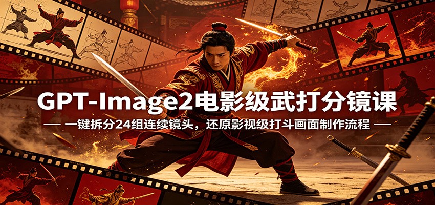 GPT-Image2电影级武打分镜课:一键拆分24组连续镜头,还原影视级打斗画面制作流程-优优云网创