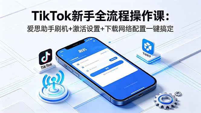 （18594期）TikTok新手全流程操作课：爱思助手刷机+激活设置+下载网络配置一键搞定-优优云网创