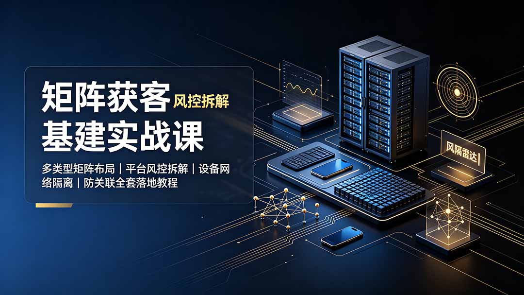 矩阵获客基建实战课:多类型矩阵布局|平台风控拆解|设备网络隔离|防关联全套落地教程-优优云网创
