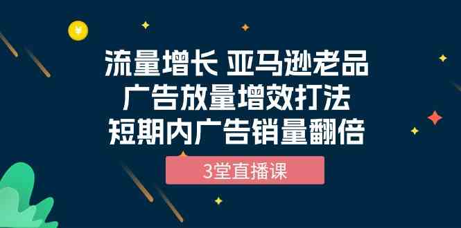 (10112期)流量增长 亚马逊老品广告放量增效打法,短期内广告销量翻倍(3堂直播课)-优优云网创