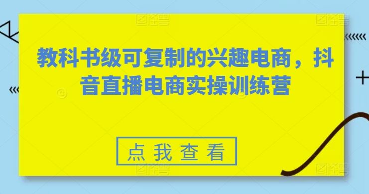教科书级可复制的兴趣电商,抖音直播电商实操训练营-优优云网创