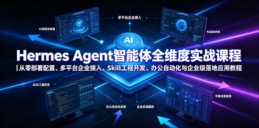 Hermes Agent智能体全维度实战课程|从零部署配置、多平台企业接入、Skill工程开发、办公自动化与企业级落地应用教程-优优云网创