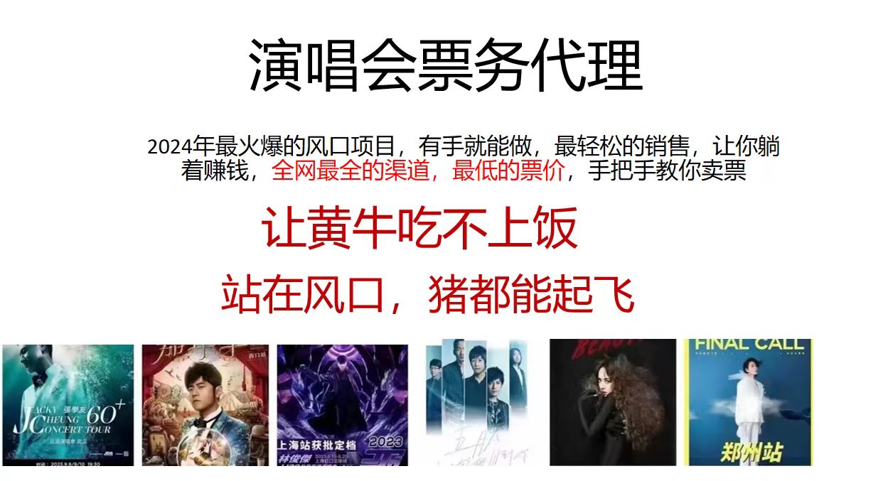 (11421期)演唱会票务代理,2024年最火爆风口项目,全网最低的票价,小白一分钟上…-优优云网创