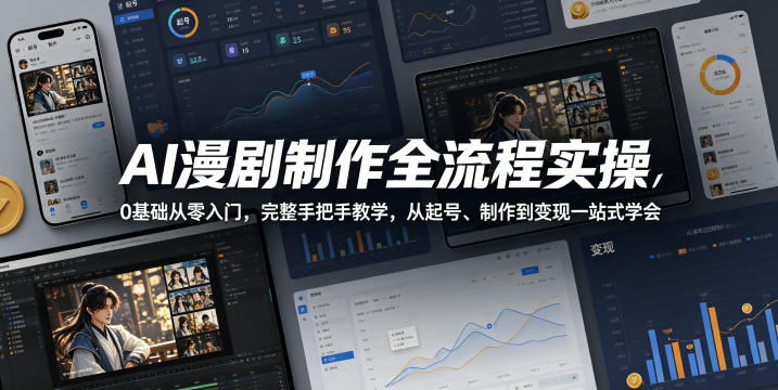 AI漫剧制作全流程实操,0基础从零入门,完整手把手教学,从起号、制作到变现一站式学会(更新)-优优云网创