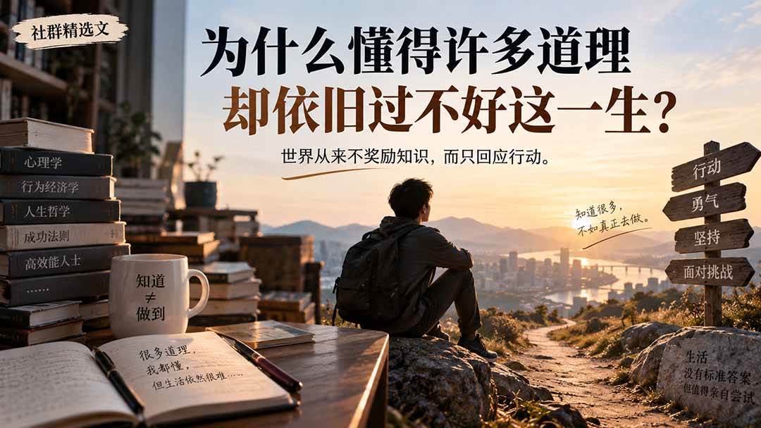 (20462期)社群精选文:为什么懂得许多道理却依旧过不好这一生?-优优云网创-中创网