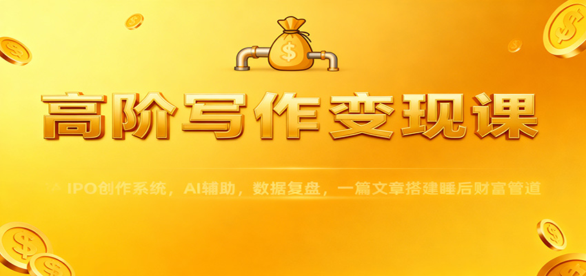高阶写作变现课:IPO创作系统,AI辅助,数据复盘,一篇文章搭建睡后财富管道-优优云网创