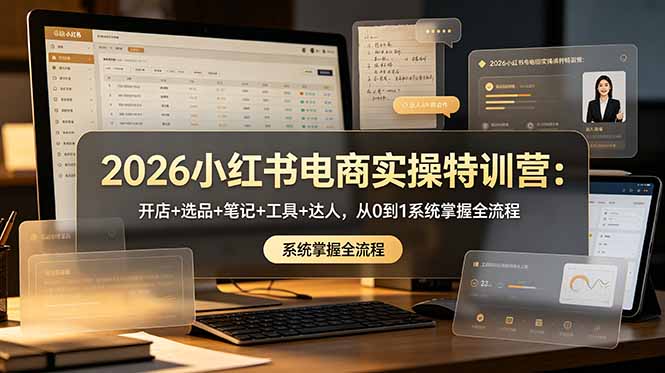 2026小红书电商实操特训营:开店+选品+笔记+工具+达人,从0到1系统掌握全流程-优优云网创
