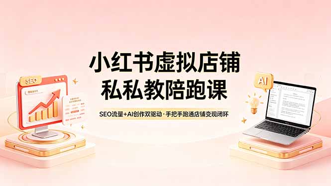 小红书虚拟店铺私教陪跑课,SEO流量+AI创作双驱动,手把手跑通店铺变现闭环-优优云网创