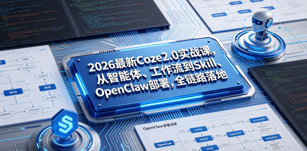 2026最新Coze2.0实战课，从智能体、工作流到Skill、OpenClaw部署，全链路落地-优优云网创