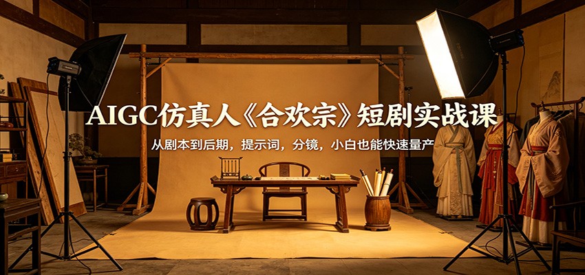 AIGC仿真人《合欢宗》短剧实战课:从剧本到后期,提示词,分镜,小白也能快速量产-优优云网创