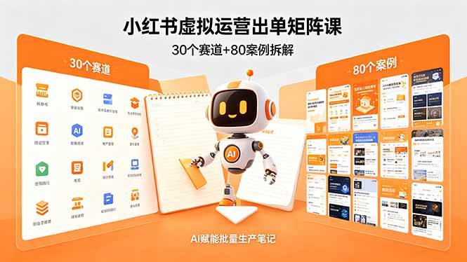 （18342期）小红书虚拟运营出单矩阵课：30个赛道+80案例拆解，AI赋能批量生产笔记-优优云网创
