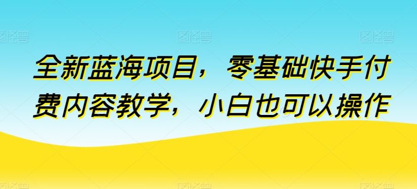 全新蓝海项目,零基础快手付费内容教学,小白也可以操作【揭秘】-优优云网创