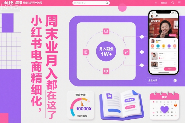 小红书电商精细化运营全流程,周末副业月入1W+,全套方法都在这了-优优云网创