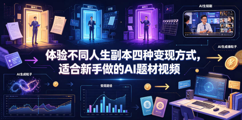 体验不同人生副本四种变现方式,适合新手做的AI题材视频-优优云网创