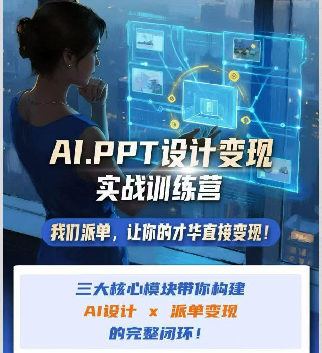 AI+PPT设计变现实战训练营,我们派单,让你的才华直接变现,三大核心模块带你构建Al设计x派单变现的完整闭环-优优云网创-中创网