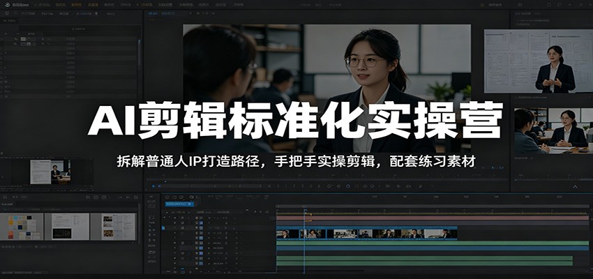 AI剪辑标准化实操营：拆解普通人IP打造路径，手把手实操剪辑，配套练习素材-优优云网创