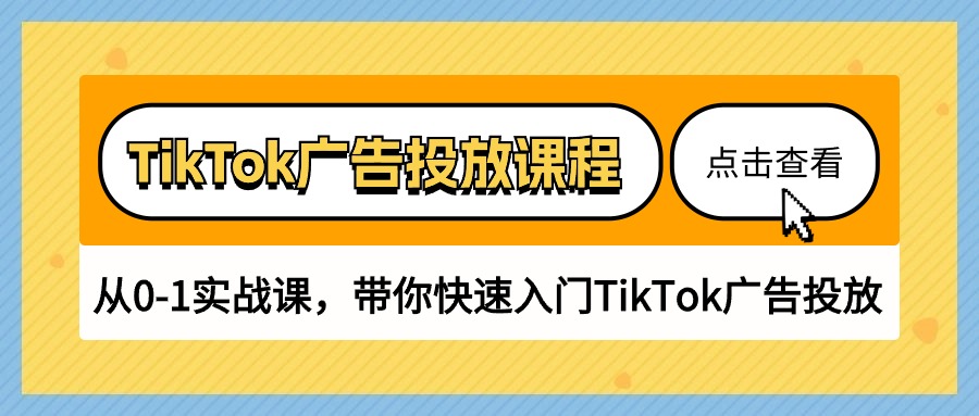 (10731期)TikTok广告投放课程,从0-1实战课,带你快速入门TikTok广告投放(30节课)-优优云网创