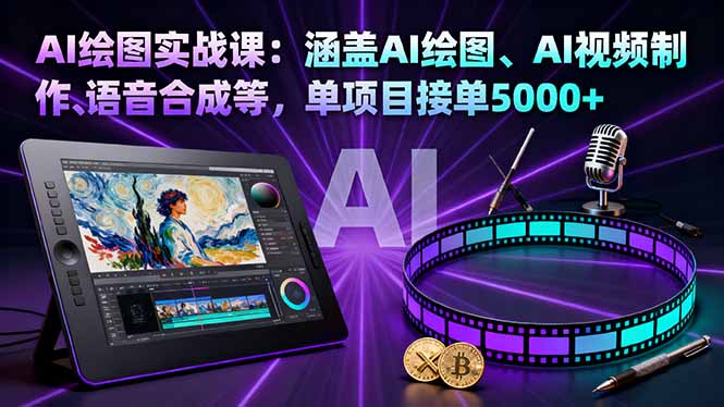 AI绘图实战课：涵盖AI绘图、AI视频制作、语音合成等，单项目接单5000+-优优云网创