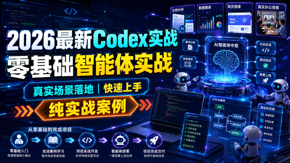 2026最新Codex实战零基础智能体实战,真实场景落地,快速上手,纯实战案例-优优云网创