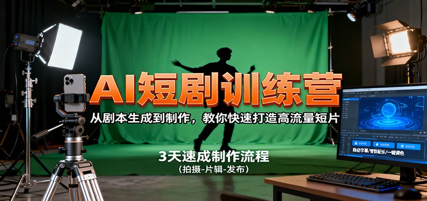AI短剧训练营,从剧本生成到制作,教你快速打造高流量短片-优优云网创