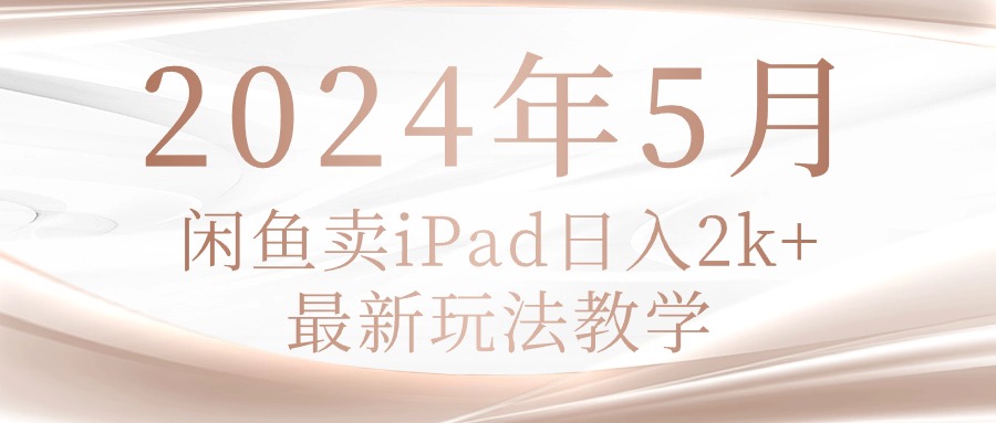(10459期)2024年5月闲鱼卖ipad日入2k,最新玩法教学-优优云网创