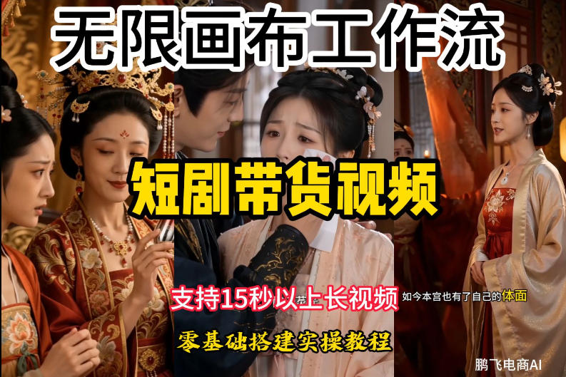 无限画布工作流制作短剧带货视频支持制作15秒以上视频,实操搭建教学,看完教程小白也能轻松搭建-优优云网创