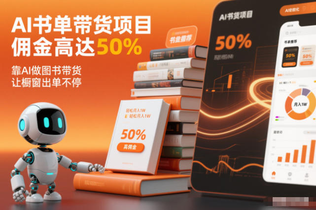 AI书单带货项目，佣金高达50%，靠AI做图书带货，让橱窗出单不停，轻松月入1W-优优云网创