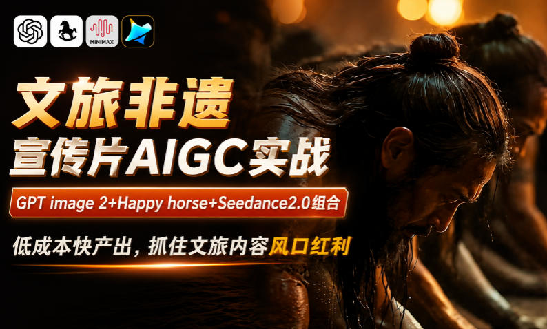 文旅非遗宣传片AIGC实战,GPT image 2+Happy horse+Seedance2.0组合,低成本快产出,抓住文旅内容风口红利-优优云网创