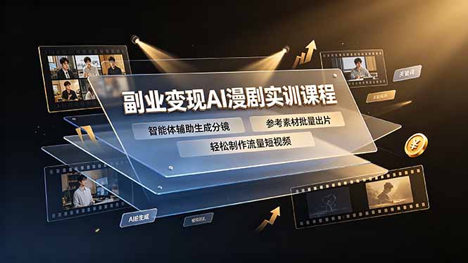 副业变现AI漫剧实训课程,智能体辅助生成分镜,参考素材批量出片,轻松制作流量短视频-优优云网创