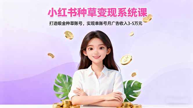 小红书种草变现系统课:打造吸金种草账号,实现单账号月广告收入3-5万元-优优云网创