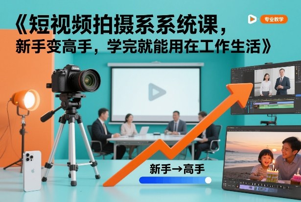 短视频拍摄系统课,新手变高手,学完就能用在工作生活-优优云网创