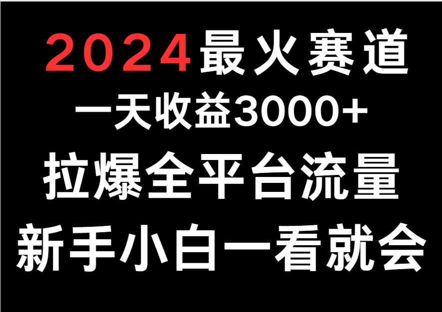 2024最火赛道,一天收一3000+.拉爆全平台流量,新手小白一看就会-优优云网创