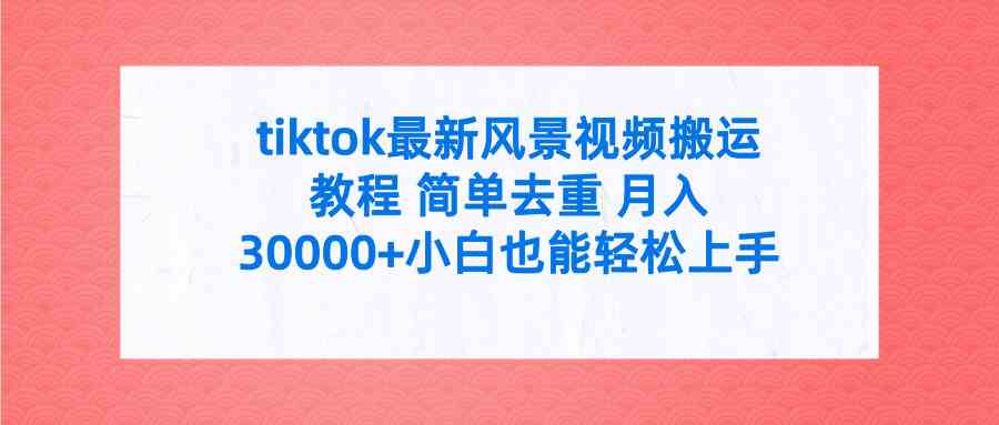(9804期)tiktok最新风景视频搬运教程 简单去重 月入30000+附全套工具-优优云网创