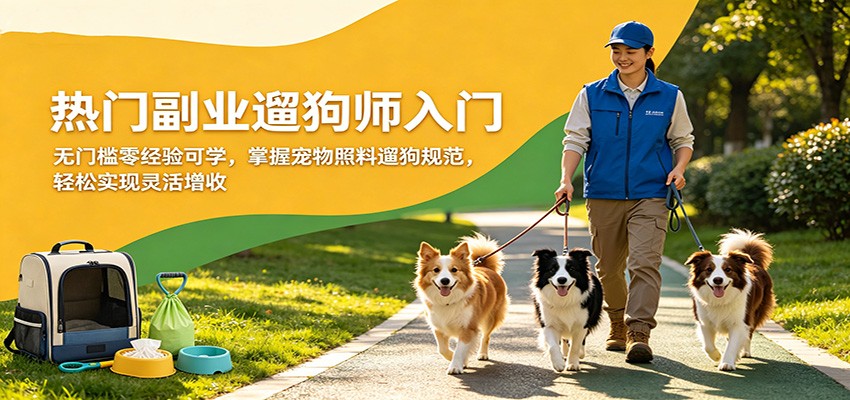 热门副业遛狗师入门,无门槛零经验可学,掌握宠物照料遛狗规范,轻松实现灵活增收-优优云网创