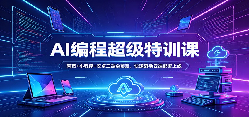 AI编程超级特训课:网页+小程序+安卓三端全覆盖,快速落地云端部署上线-优优云网创