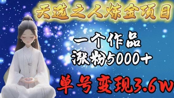 天选之人炼金项目,一个作品涨粉5000+,单号变现3.6w【揭秘】-优优云网创