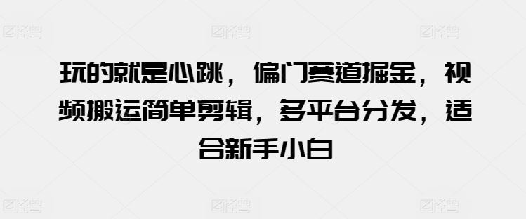 玩的就是心跳,偏门赛道掘金,视频搬运简单剪辑,多平台分发,适合新手小白【揭秘】-优优云网创