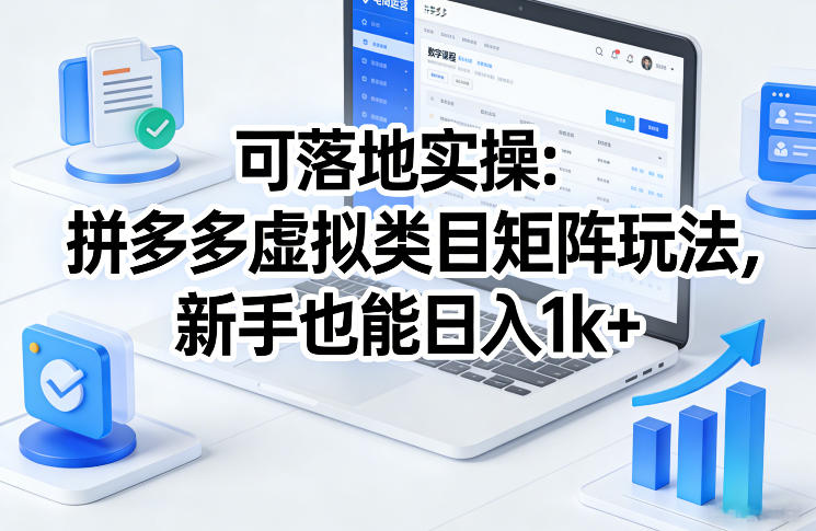 可落地实操:拼多多虚拟类目矩阵玩法,新手也能日入1k+【揭秘】-优优云网创