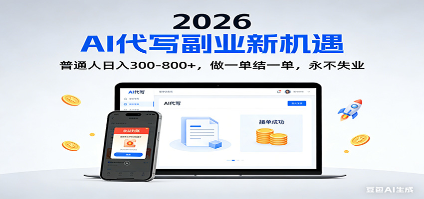 2026 副业首选!AI 代写日入 300-800,普通人0门槛,做一单结一单!-优优云网创